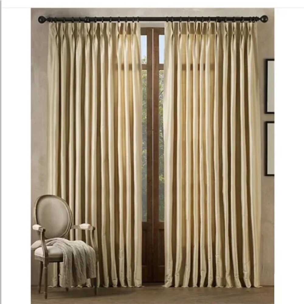 RESTORATION HARDWARE Double Pinch Pleat Thai Silk Curtain - Picture 8 of 9
